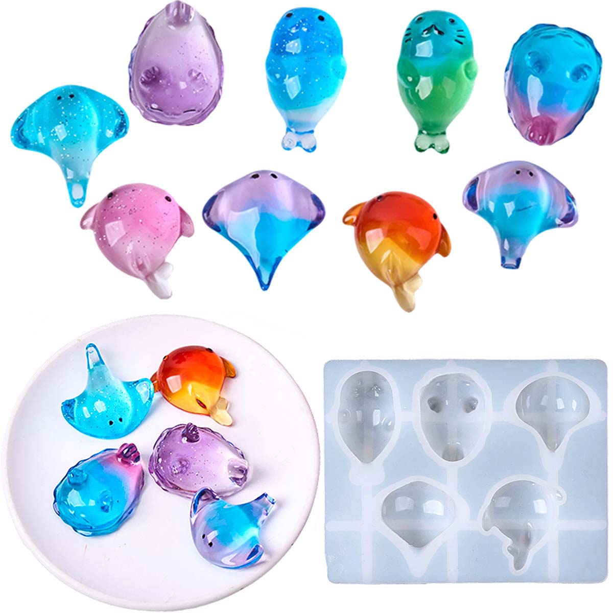 Soap Making Ins - 3Dヒーリング可愛いマンタ鯨シリコンモールドDIYキーホルダーバッグチャームソープキャンドルモールドエポキシ樹脂サマーアートギフト製作