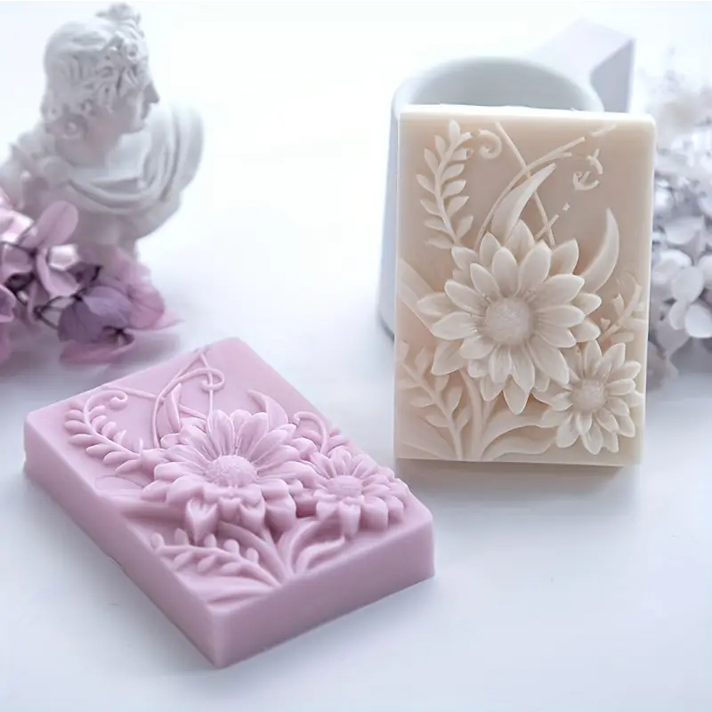 3D フラワースクエア石鹸シリコーン型長方形手作り香りキャン - Soap Making Kit For Beginners のレビューと価格