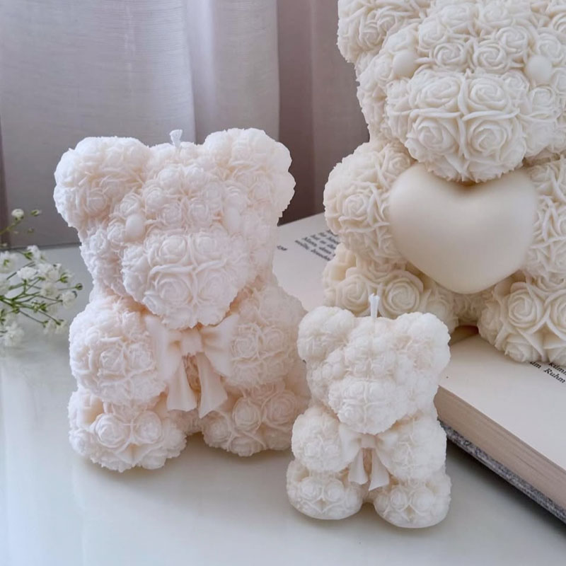 バラの弓の形をしたクマのキャンドルシリコンモールド、バレンタ - Soap Making Gifts のレビューと価格