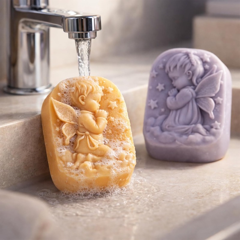 天使のシリコンモールド、石鹸作り用品、祈る妖精の赤ちゃんデザ - Soap Making Kit For Beginners のレビューと価格